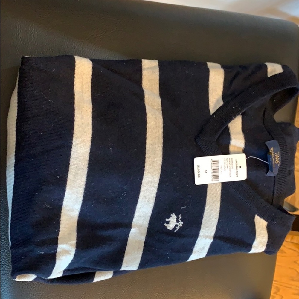 Brooks Brothers Extra Fine Merino Nvy Striped Sz M